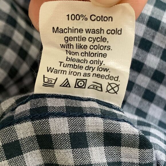 J Crew Shirt Men XL Teal Gray Gingham Check Cotton Button Up Preppy Career Norm - Picture 9 of 9